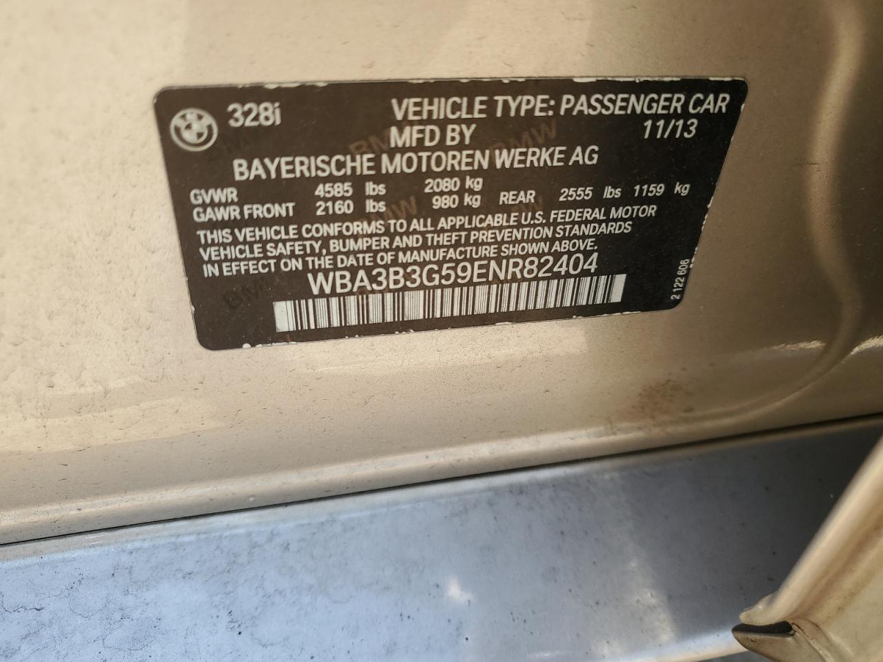 WBA3B3G59ENR82404 2014 BMW 328 Xi