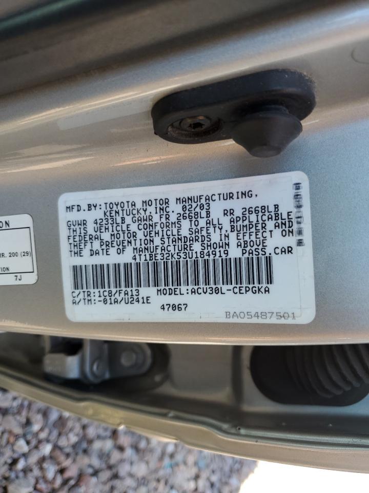 4T1BE32K53U184919 2003 Toyota Camry Le