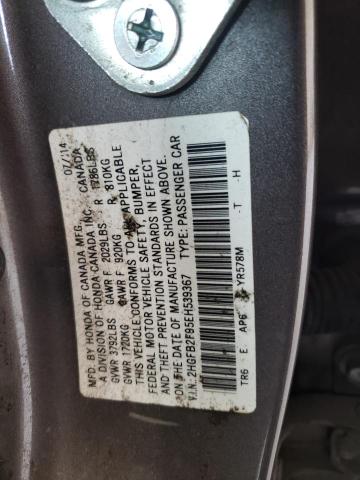 2014 Honda Civic Exl VIN: 2HGFB2F95EH539367 Lot: 50700674