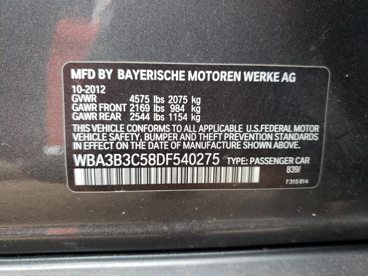 WBA3B3C58DF540275 2013 BMW 328 Xi