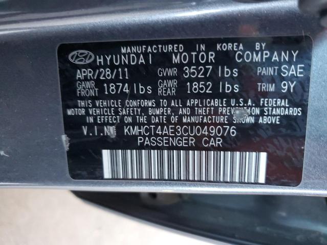 2012 Hyundai Accent Gls VIN: KMHCT4AE3CU049076 Lot: 50438504