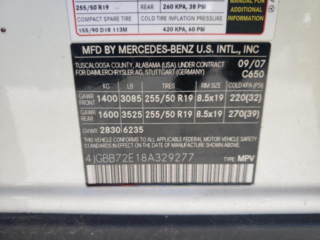 2008 Mercedes-Benz Ml 550 VIN: 4JGBB72E18A329277 Lot: 50927454