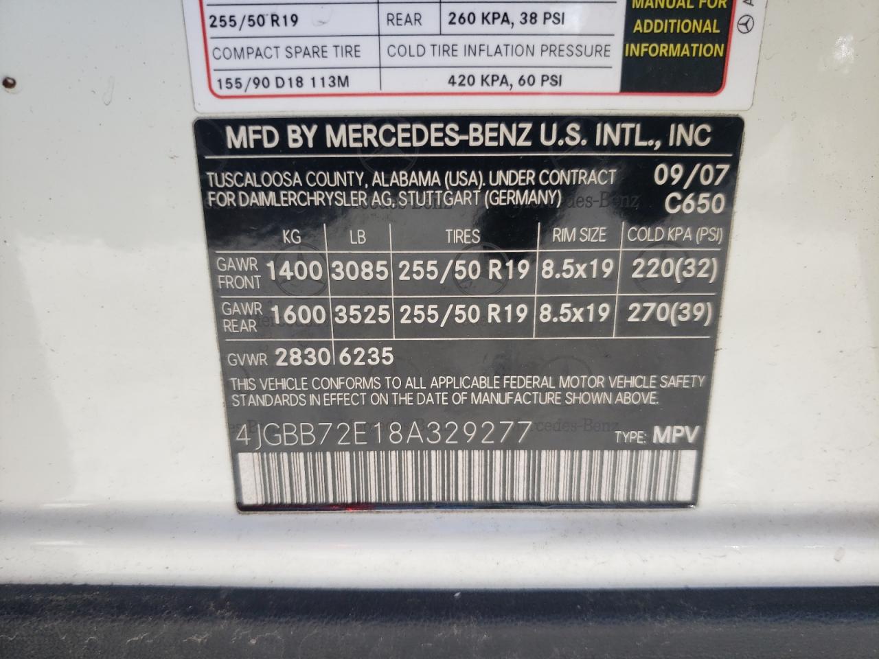 4JGBB72E18A329277 2008 Mercedes-Benz Ml 550