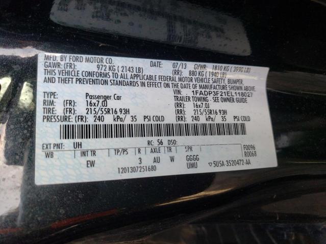 2014 Ford Focus Se VIN: 1FADP3F21EL118027 Lot: 48986654