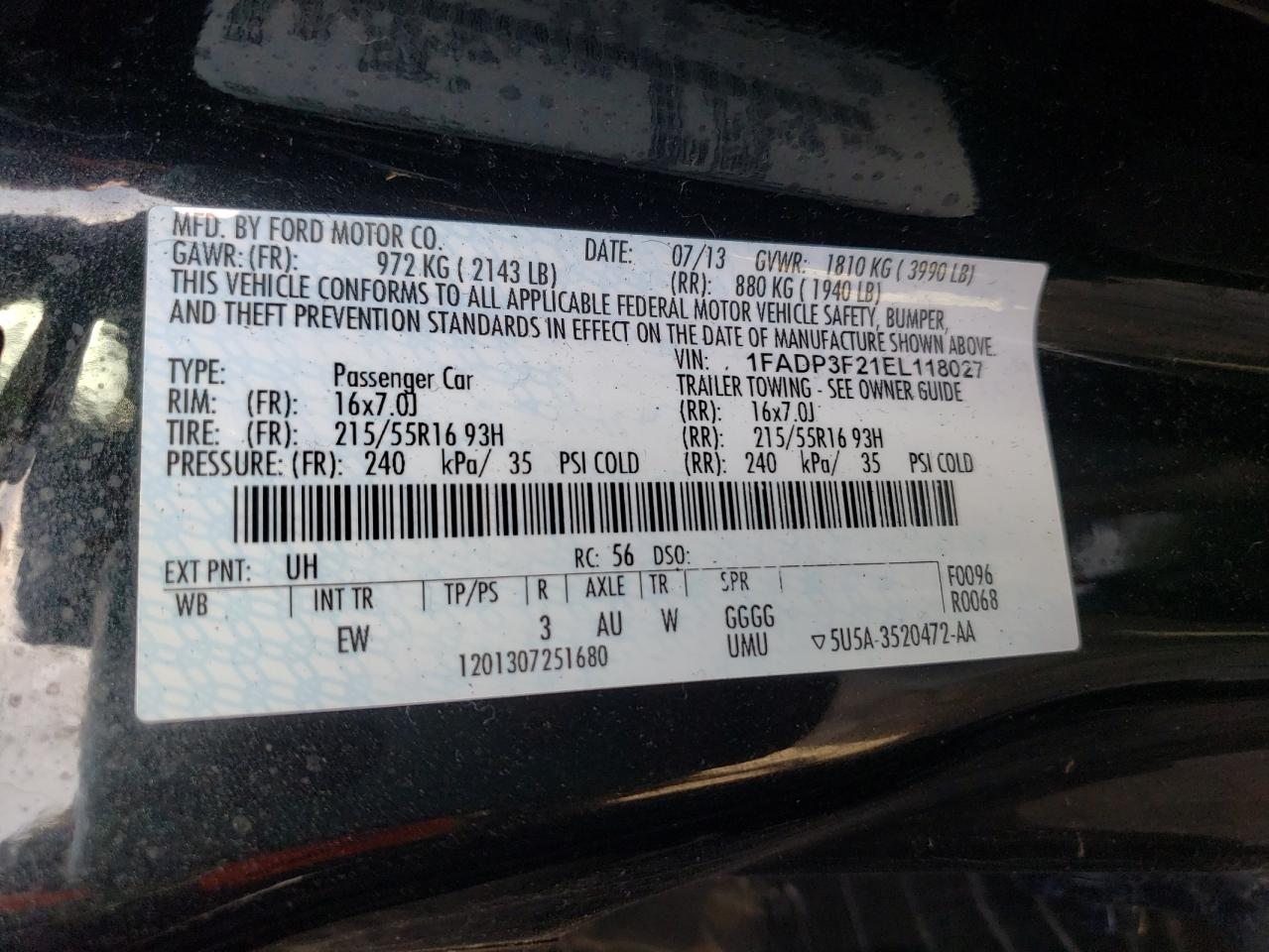 1FADP3F21EL118027 2014 Ford Focus Se