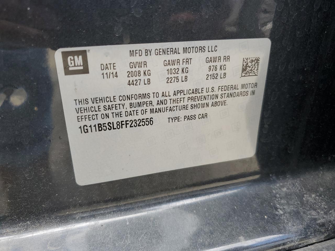 1G11B5SL8FF232556 2015 Chevrolet Malibu Ls