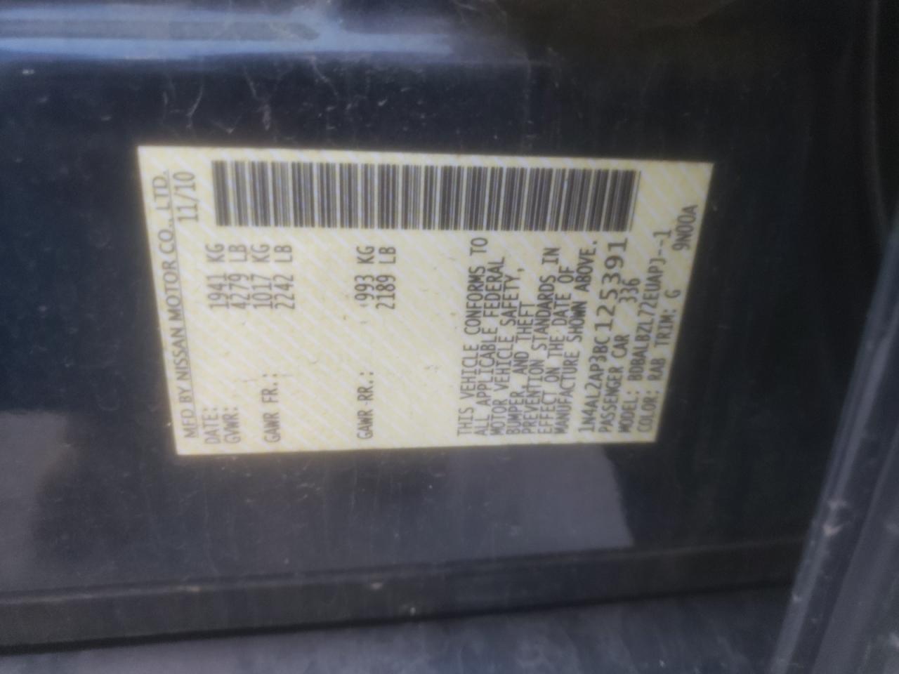 1N4AL2AP3BC125391 2011 Nissan Altima Base