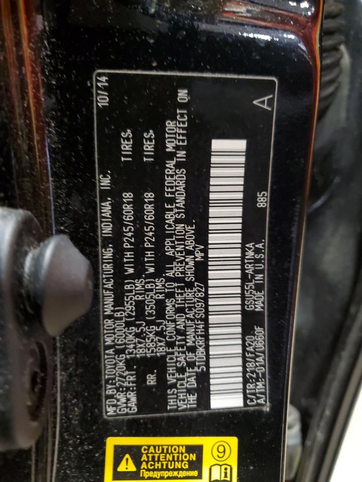 5TDBKRFH4FS097827 2015 Toyota Highlander Le