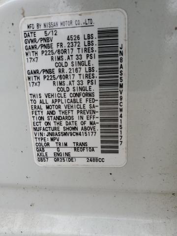 2012 Nissan Rogue S VIN: JN8AS5MV9CW415177 Lot: 52484214