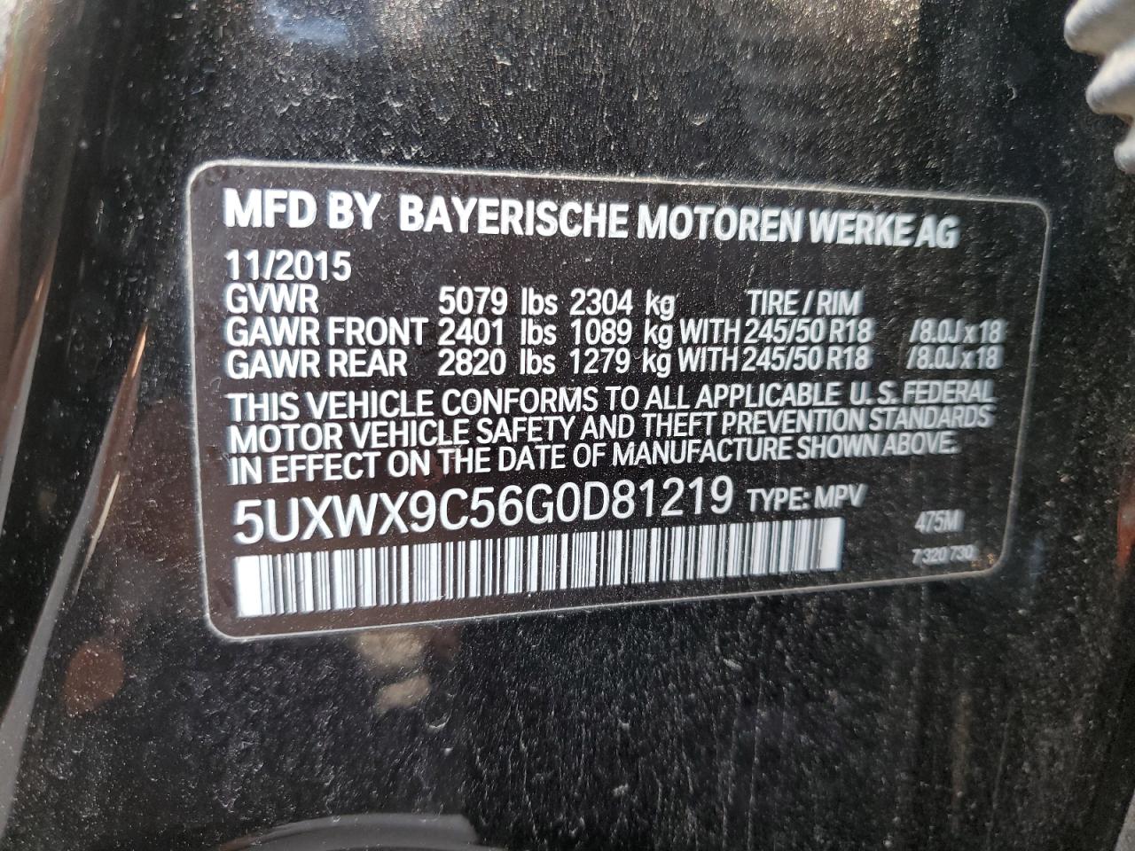 5UXWX9C56G0D81219 2016 BMW X3 xDrive28I