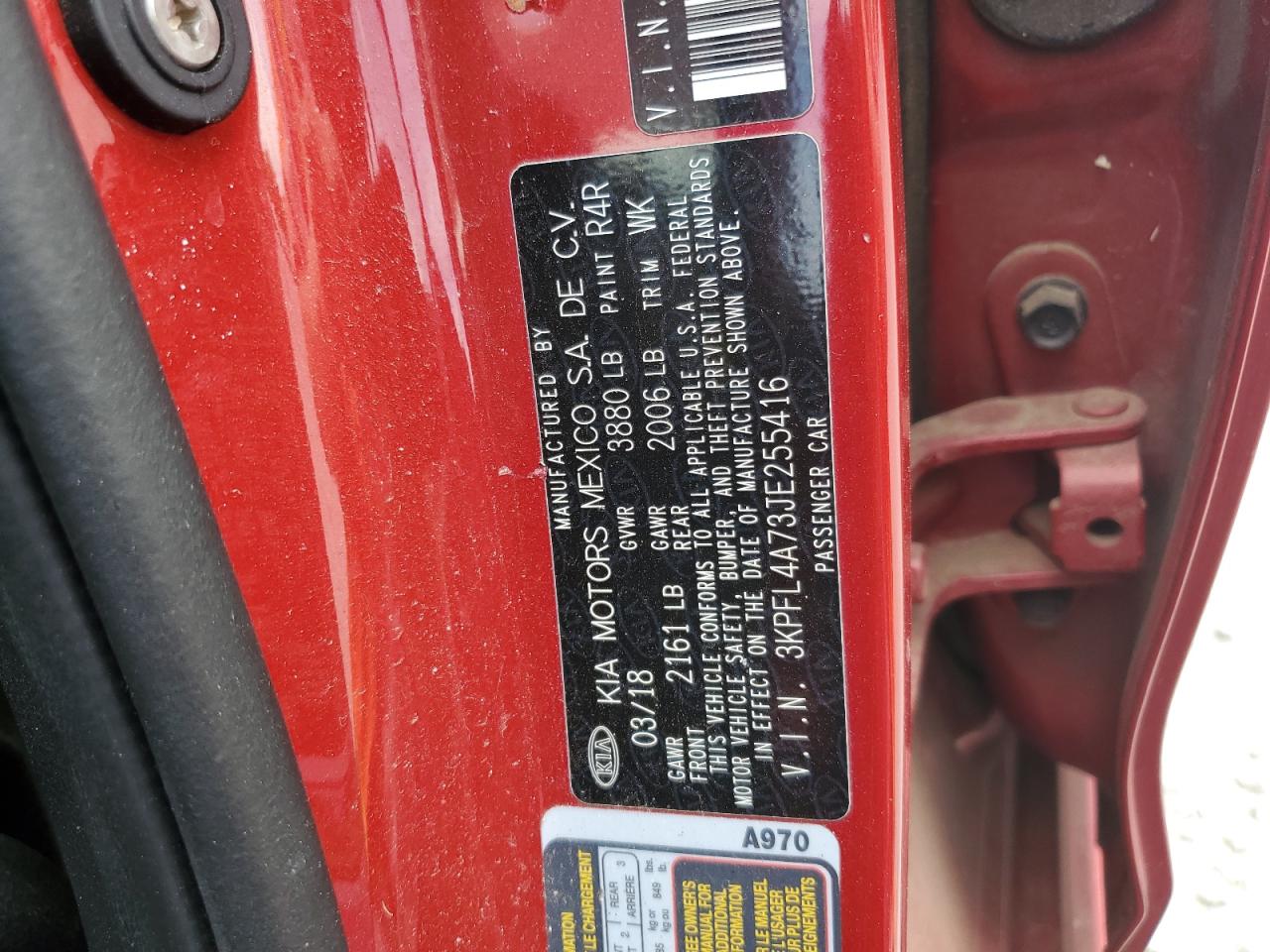 3KPFL4A73JE255416 2018 Kia Forte Lx