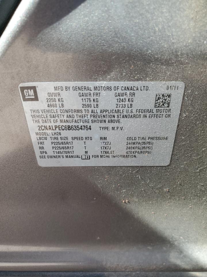 2CNALPEC6B6354764 2011 Chevrolet Equinox Lt