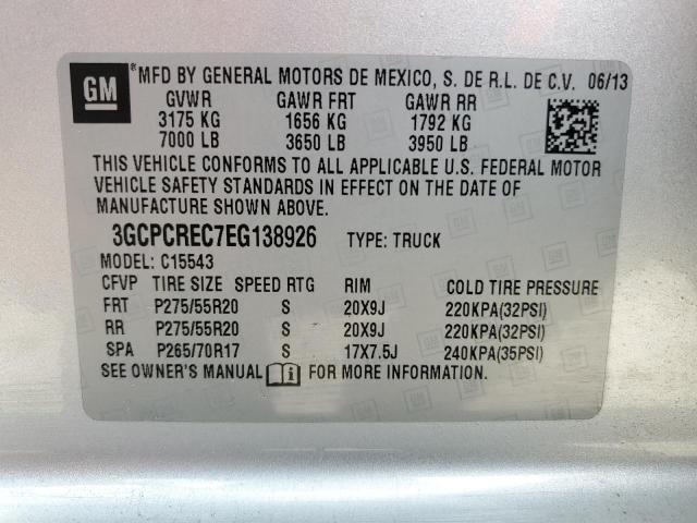 2014 Chevrolet Silverado C1500 Lt VIN: 3GCPCREC7EG138926 Lot: 51497704