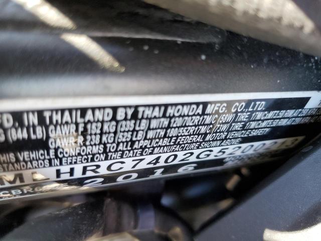 2016 HONDA CBR650 F MLHRC7402G5200213