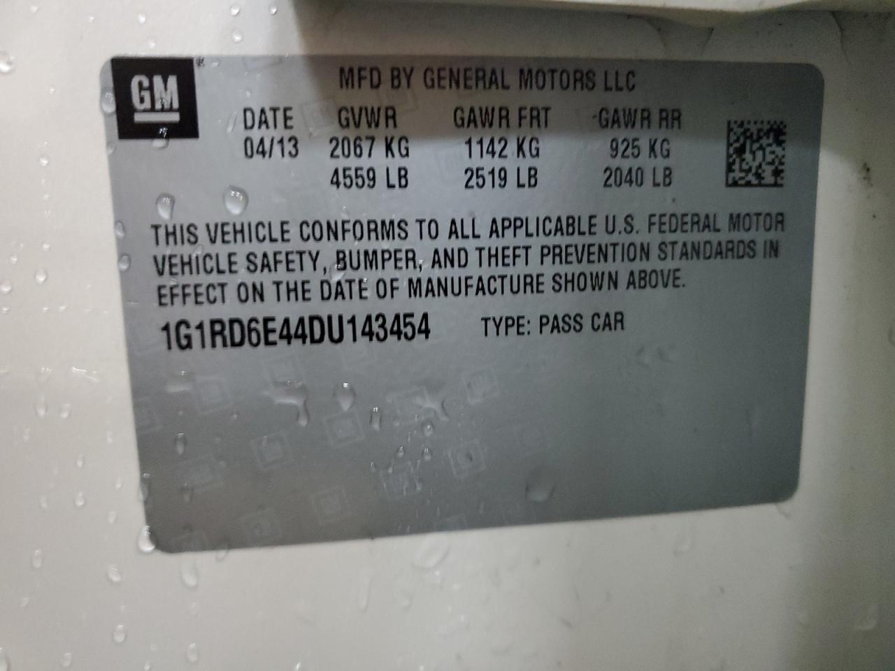 1G1RD6E44DU143454 2013 Chevrolet Volt