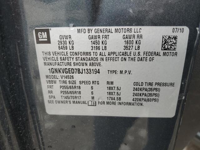 2011 Chevrolet Traverse Lt VIN: 1GNKVGED7BJ133194 Lot: 52265834