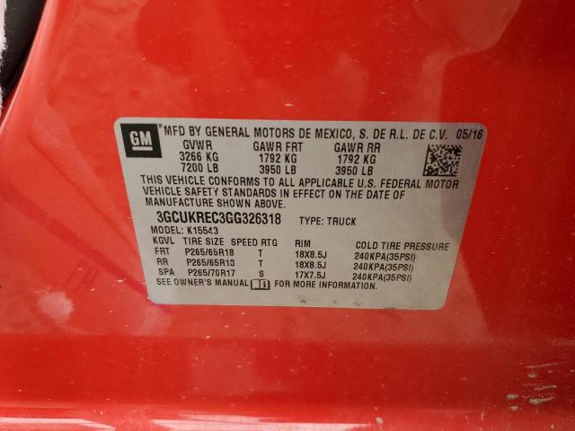 2016 Chevrolet Silverado K1500 Lt VIN: 3GCUKREC3GG326318 Lot: 51530204