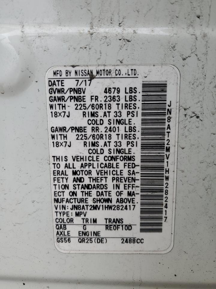 JN8AT2MV1HW282417 NISSAN ROGUE 2017