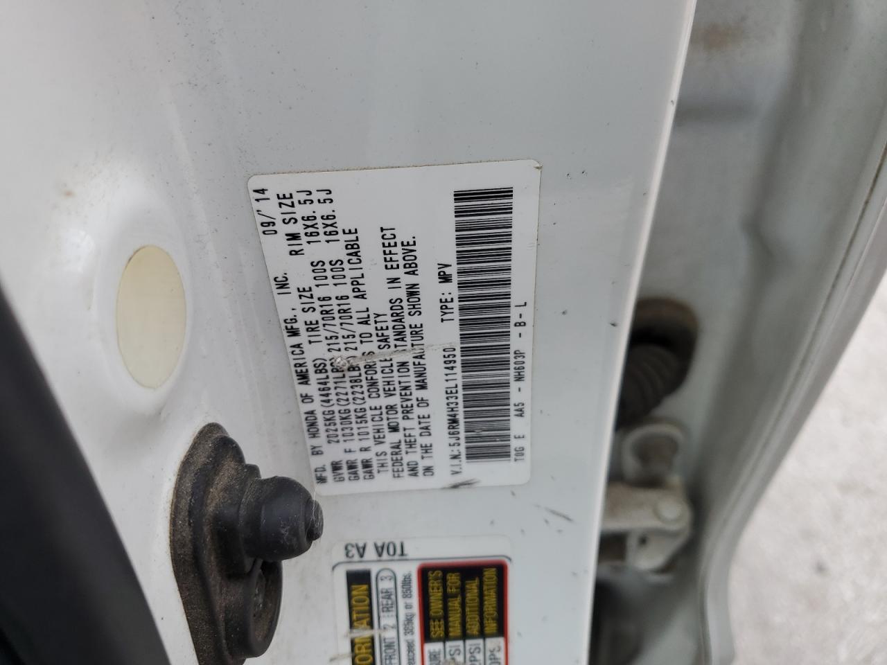 5J6RM4H33EL114950 2014 Honda Cr-V Lx