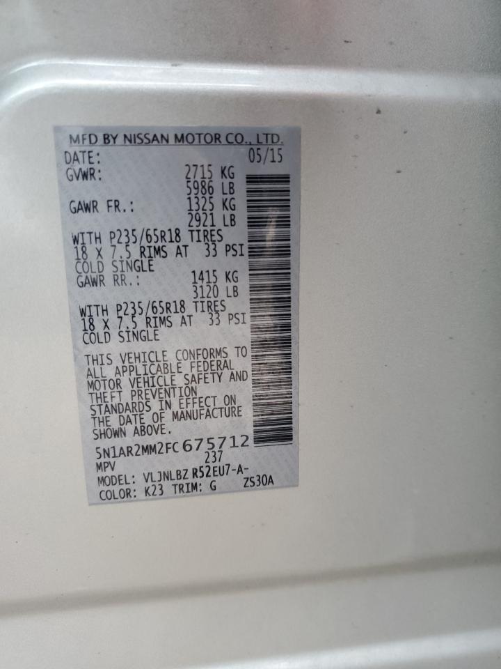 5N1AR2MM2FC675712 2015 Nissan Pathfinder S