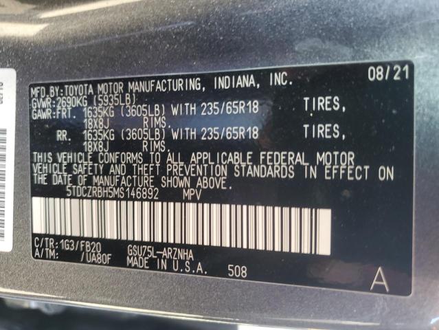 2021 Toyota Highlander L VIN: 5TDCZRBH5MS146892 Lot: 51936364