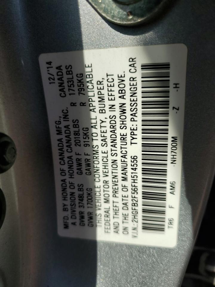 2HGFB2F56FH514556 2015 Honda Civic Lx