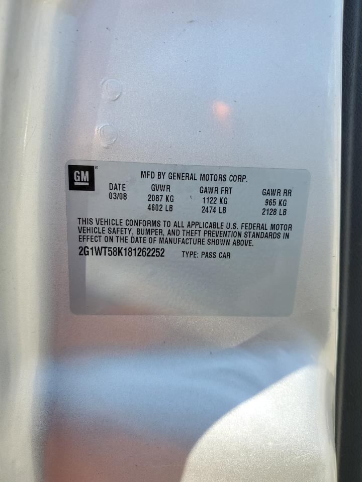 2G1WT58K181262252 2008 Chevrolet Impala Lt