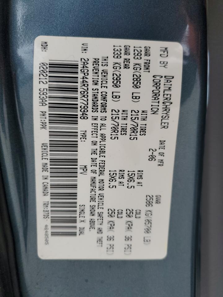 2A4GP44R76R779948 2006 Chrysler Town & Country Lx