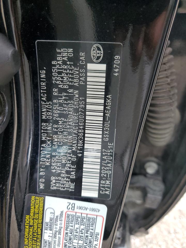 4T1BK36B46U077951 2006 Toyota Avalon Xl