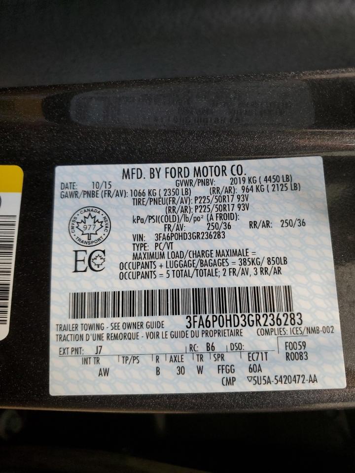 3FA6P0HD3GR236283 FORD FUSION 2016