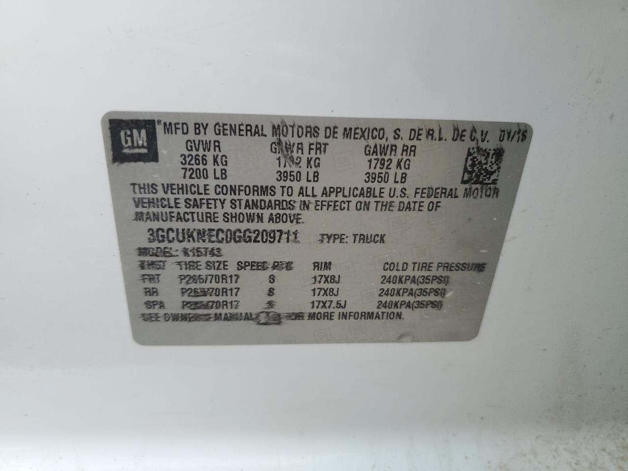 3GCUKNEC0GG209711 CHEVROLET All Models 2016