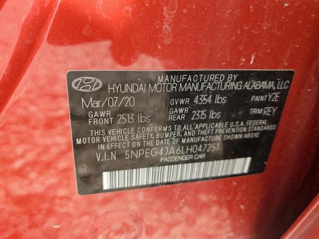 2020 Hyundai Sonata Se VIN: 5NPEG4JA6LH047251 Lot: 51671264