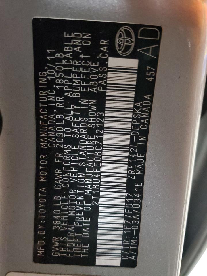 2T1BU4EE0BC712123 2011 Toyota Corolla Base