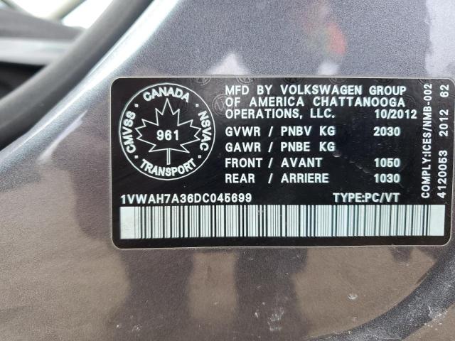 2013 Volkswagen Passat S VIN: 1VWAH7A36DC045699 Lot: 51772224