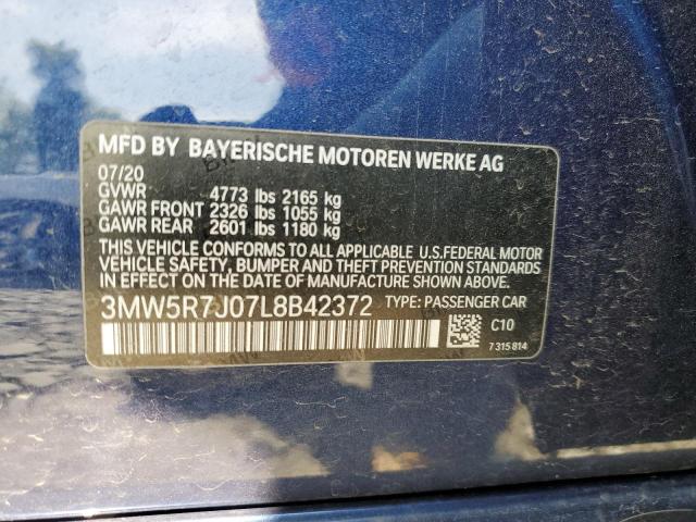 2020 BMW 330Xi VIN: 3MW5R7J07L8B42372 Lot: 52683004