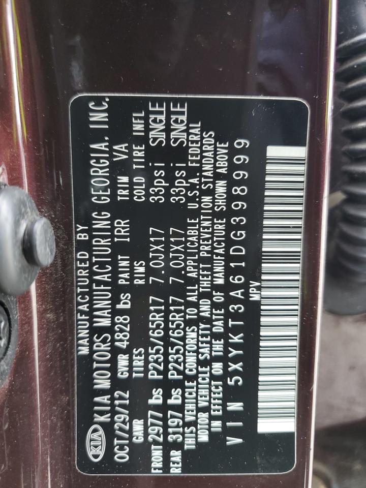 5XYKT3A61DG398999 2013 Kia Sorento Lx