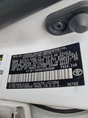 VIN 4T1B11HK6KU280080 2019 Toyota Camry, L no.12