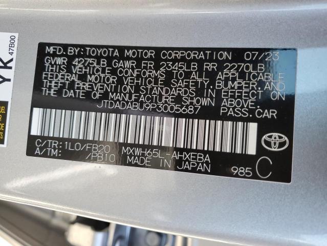 2023 Toyota Prius Le VIN: JTDADABU9P3005687 Lot: 51392004