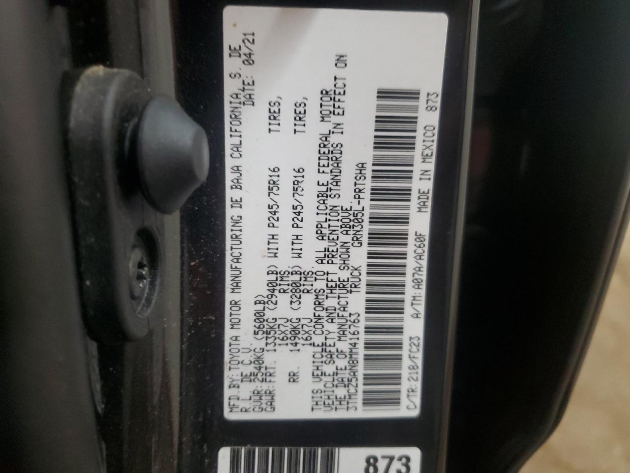 3TMCZ5AN8MM416763 2021 Toyota Tacoma Double Cab