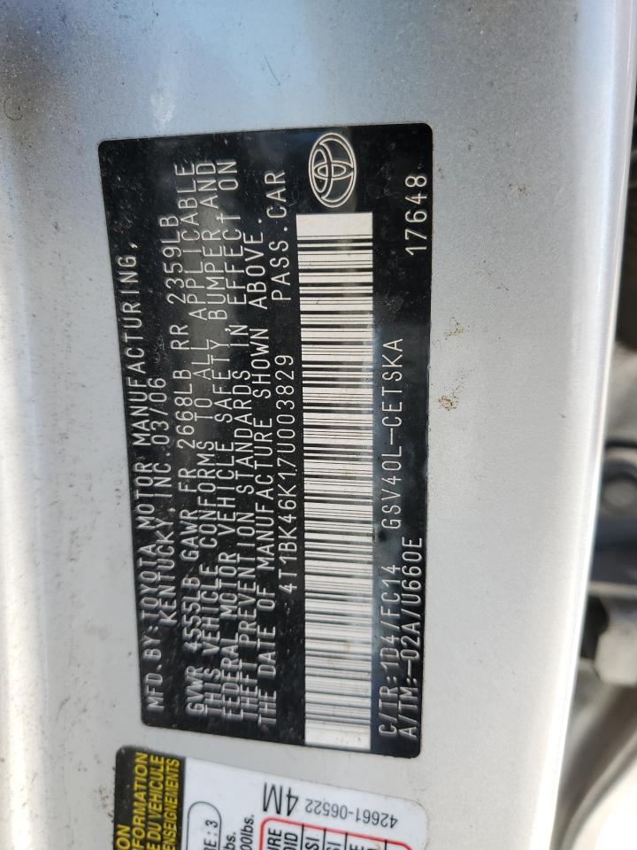 4T1BK46K17U003829 2007 Toyota Camry Le