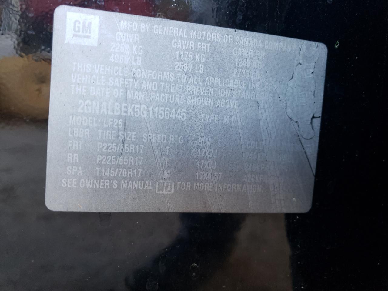 2GNALBEK5G1156445 CHEVROLET EQUINOX 2016
