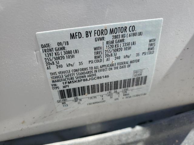 1FM5K8F88JGC86146 2018 Ford Explorer Limited