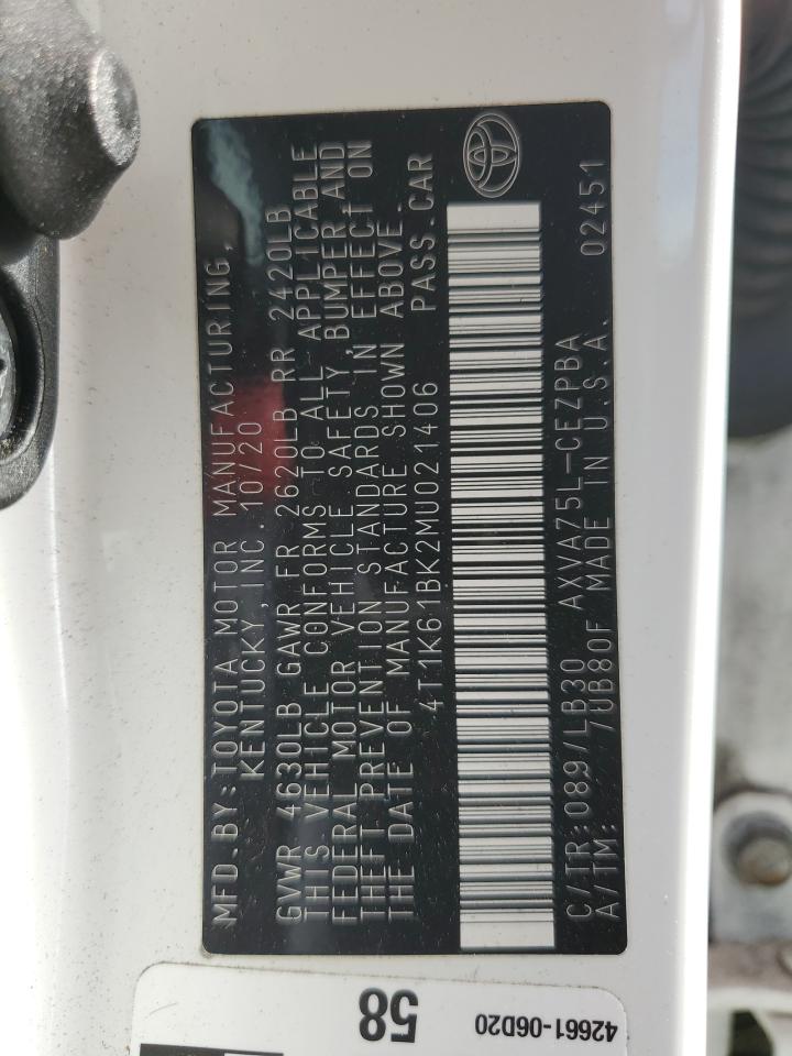 4T1K61BK2MU021406 TOYOTA CAMRY 2021