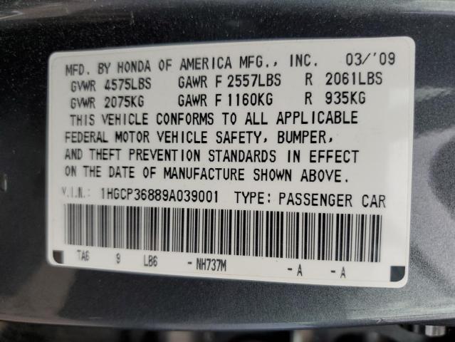 2009 Honda Accord Exl VIN: 1HGCP36889A039001 Lot: 52803444