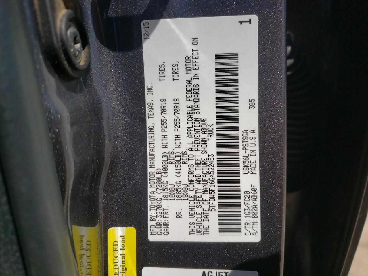 5TFDW5F16GX522453 TOYOTA TUNDRA 2016