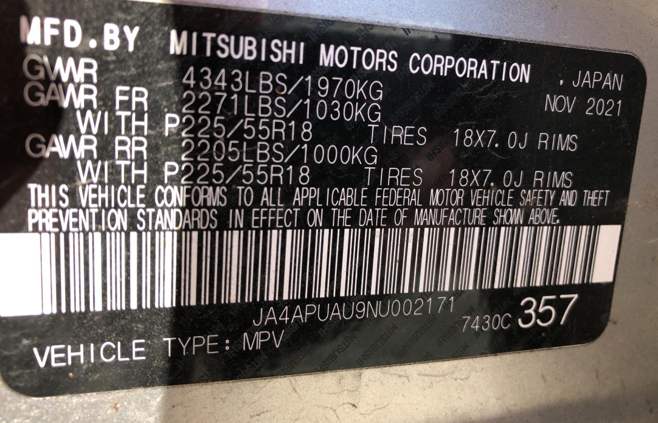 JA4APUAU9NU002171 2022 Mitsubishi Outlander Sport Es