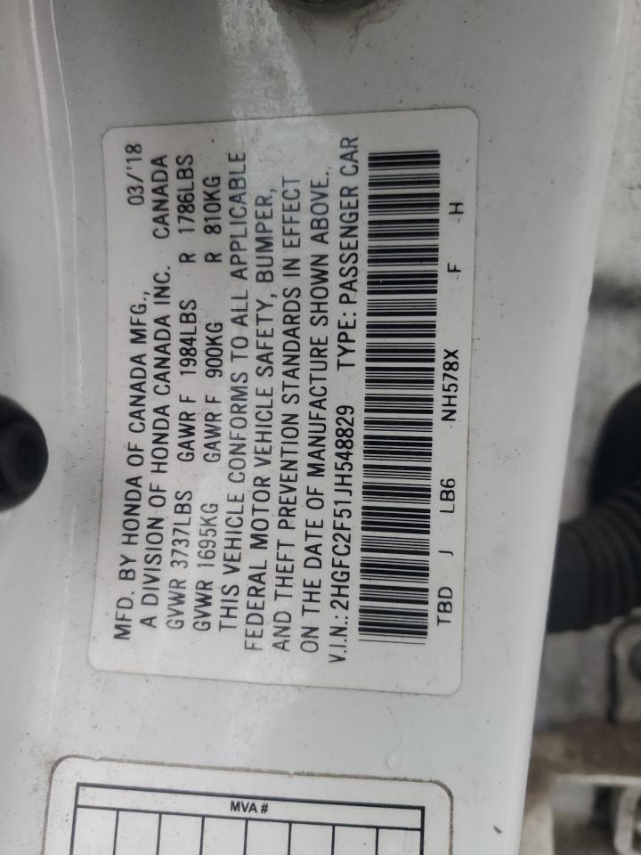 2HGFC2F51JH548829 2018 Honda Civic Lx