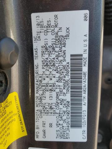 2014 Toyota Tacoma Double Cab VIN: 5TFJX4GN1EX027960 Lot: 51403084