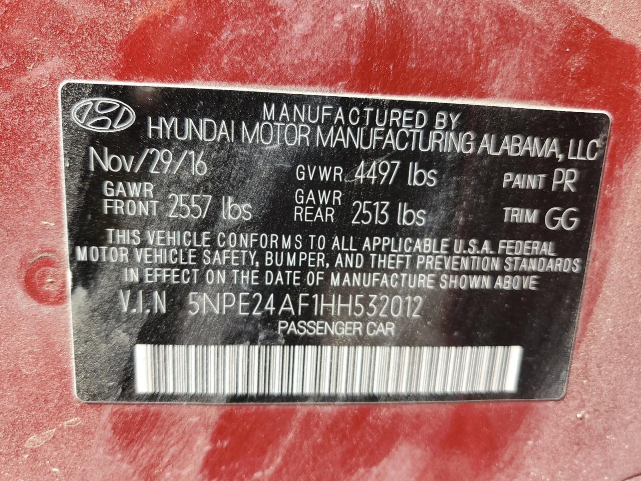 5NPE24AF1HH532012 2017 Hyundai Sonata Se
