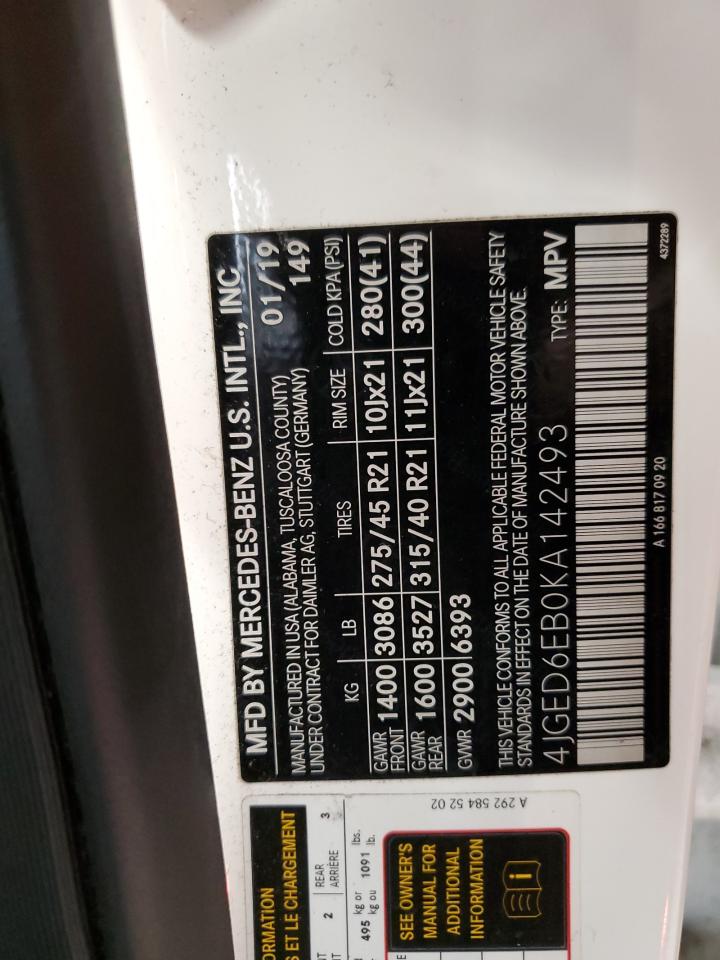 4JGED6EB0KA142493 MERCEDES-BENZ GLE-CLASS 2019